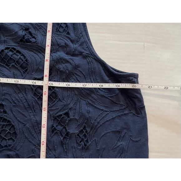 J. Jill Navy Embroidered Cut Out Overlay Sleeveless Tank/Blouse, Size L - Picture 10 of 11